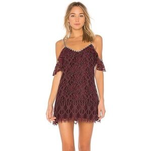 NBD Chance Dress In Corded Oxblood